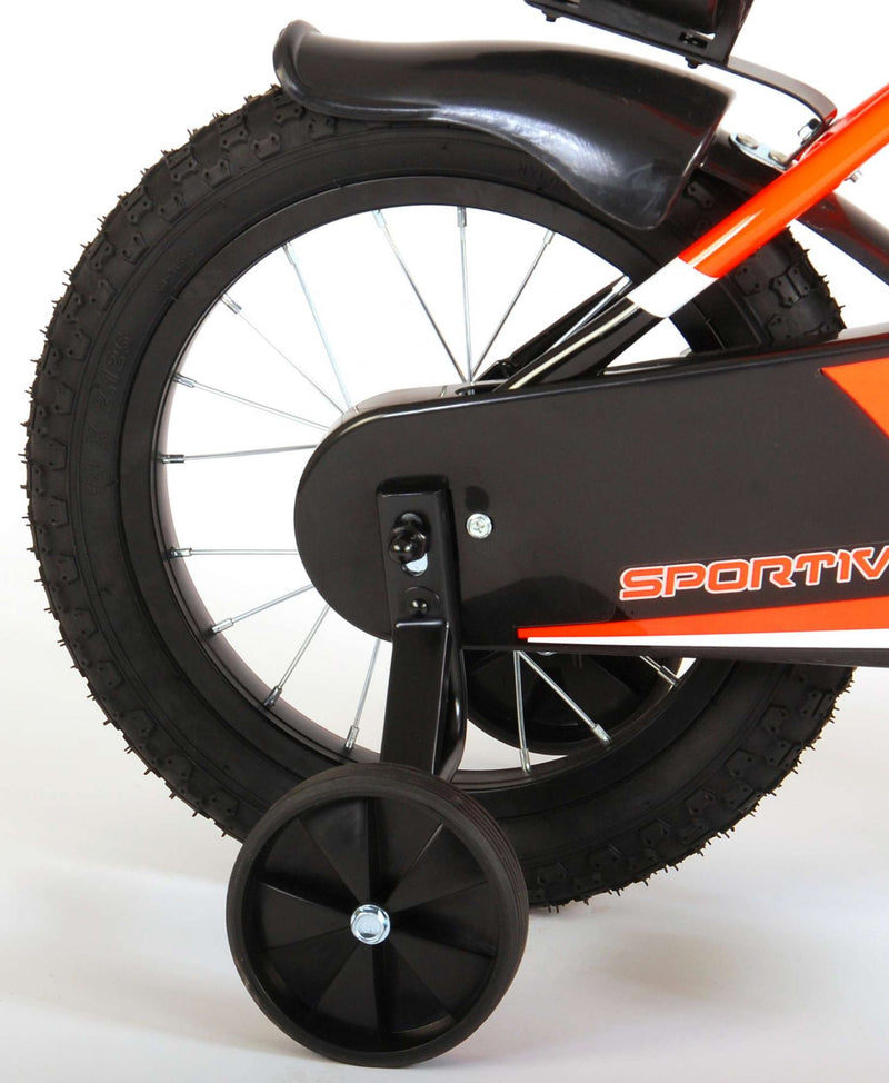 Afbeelding laden in galerijviewer, Volare Sportivo Kinderfiets Jongens 14 inch Neon Oranje Zwart 95% afgemonteerd
