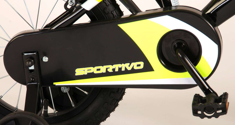 Afbeelding laden in galerijviewer, Volare Sportivo Kinderfiets Jongens 14 inch Neon Geel Zwart Twee Handremmen 95% afgemonteerd
