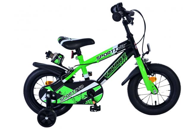 Afbeelding laden in galerijviewer, Volare sportivo kinderfiets - jongens - 12 inch - groen zwart - twee handremmen
