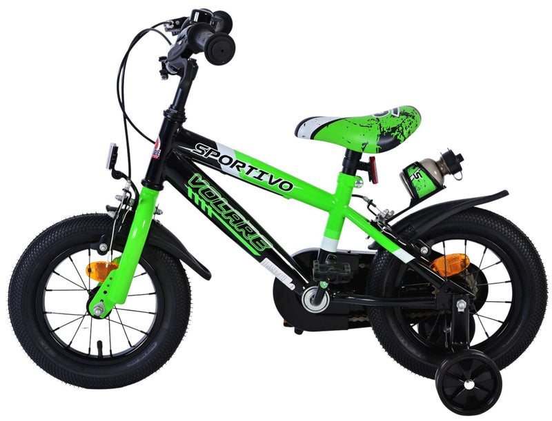 Afbeelding laden in galerijviewer, Volare sportivo kinderfiets - jongens - 12 inch - groen zwart - twee handremmen
