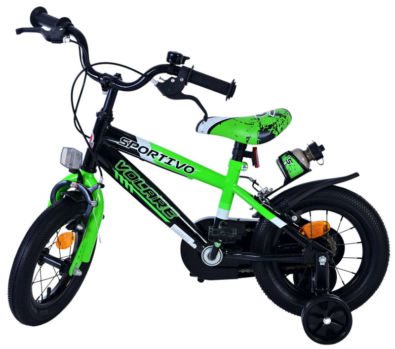 Afbeelding laden in galerijviewer, Volare sportivo kinderfiets - jongens - 12 inch - groen zwart - twee handremmen
