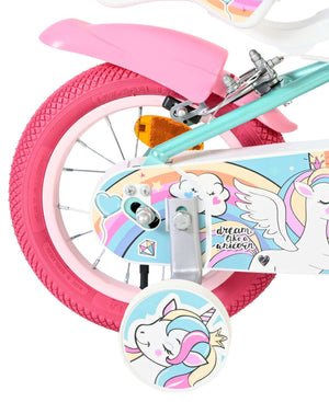 Volare unicorn kinderfiets - meisjes - 12 inch - groen - twee handremmen