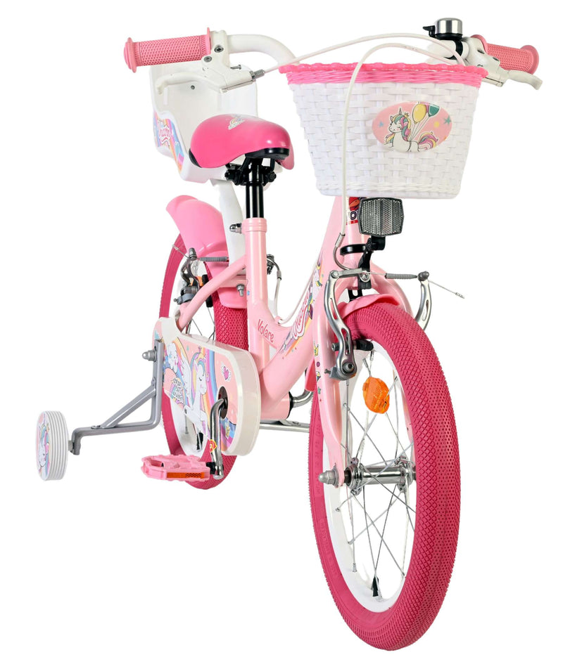 Afbeelding laden in galerijviewer, Volare unicorn kinderfiets - meisjes - 16 inch - roze - twee handremmen
