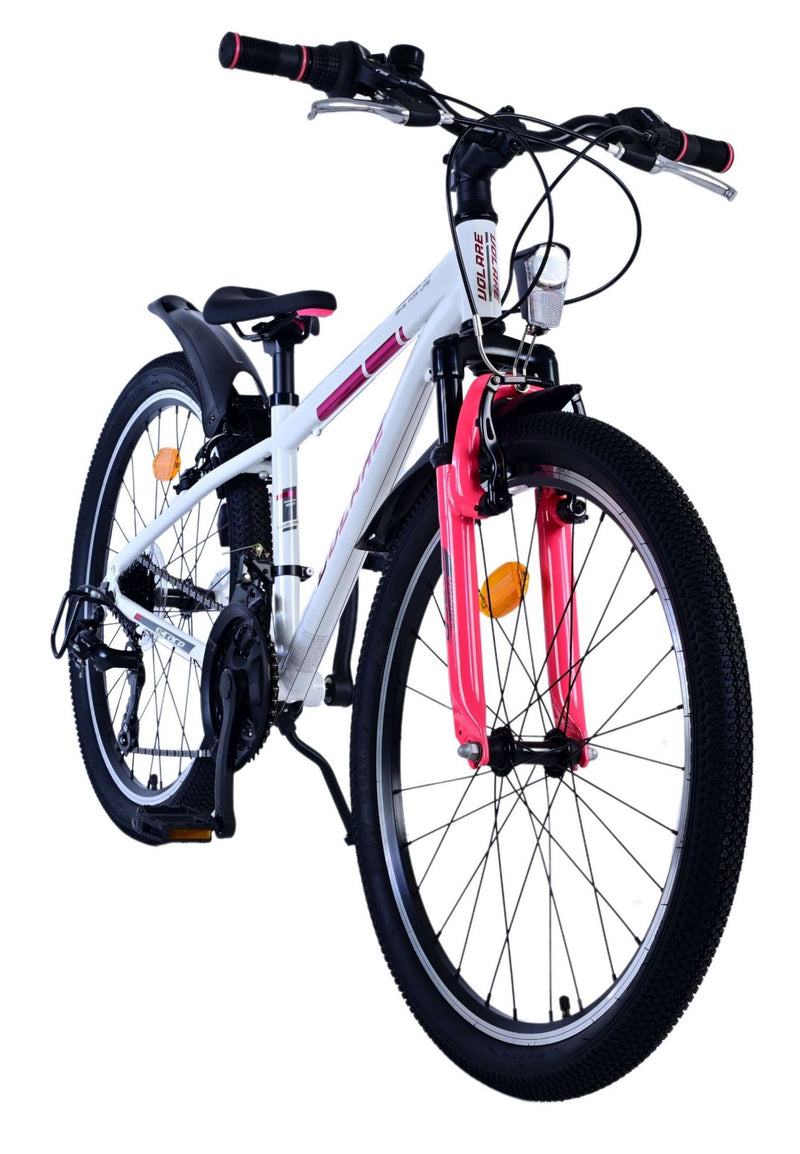 Afbeelding laden in galerijviewer, Volare xc race kinderfiets - 24 inch - 21 speed - wit roze
