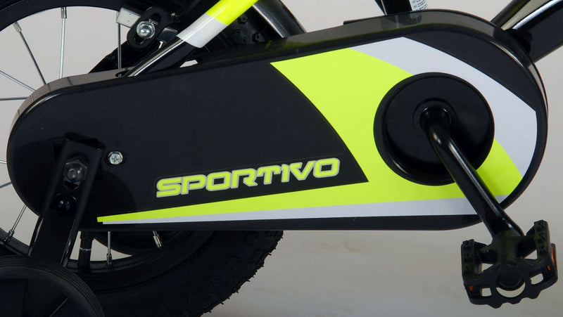 Afbeelding laden in galerijviewer, Volare Sportivo Kinderfiets Jongens 12 inch Neon Geel Zwart Twee Handremmen 95% afgemonteerd
