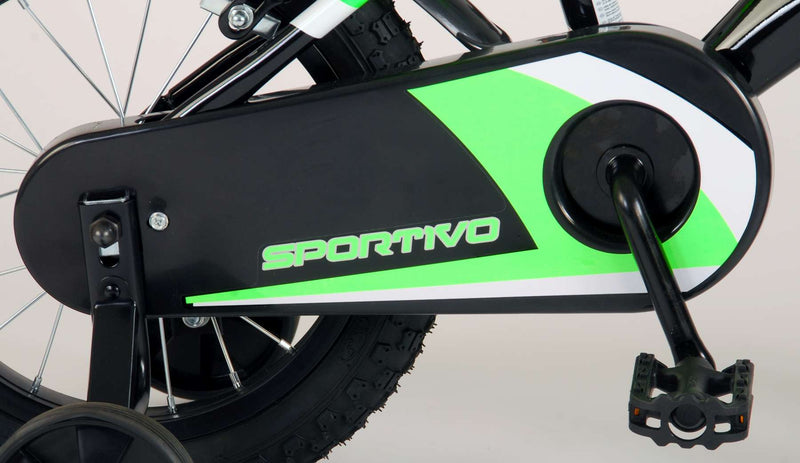 Afbeelding laden in galerijviewer, Volare Sportivo Kinderfiets Jongens 14 inch Neon Groen Zwart Twee Handremmen 95% afgemonteerd
