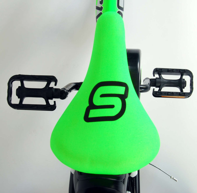 Afbeelding laden in galerijviewer, Volare Sportivo Kinderfiets Jongens 14 inch Neon Groen Zwart Twee Handremmen 95% afgemonteerd
