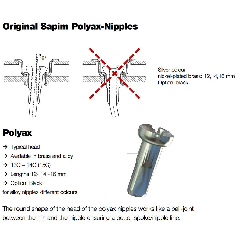 Afbeelding laden in galerijviewer, Sapim spaaknippel 14 polyax 14mm zilver messing (100st)
