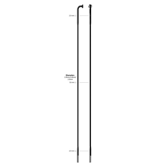 Sapim spaak 14-258l race rvs zwart zonder nippel (100st)