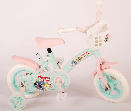 Woezel Pip Pip Kinderfiets Meisjes 10 inch Mint Blauw Roze Doortrapper