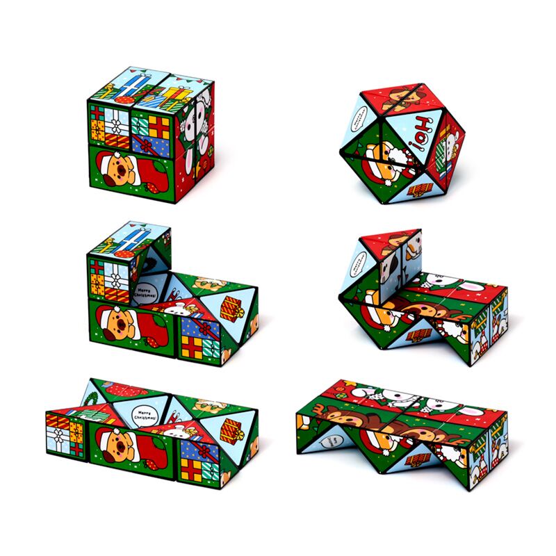 Afbeelding laden in galerijviewer, Kerstmis adoramals puzzel kubus speelgoed
