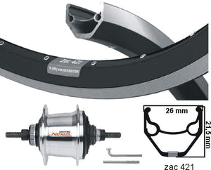 Kgs achterwiel 28 inch (622) zac421 zw zil nexus 7 centerlock zilver