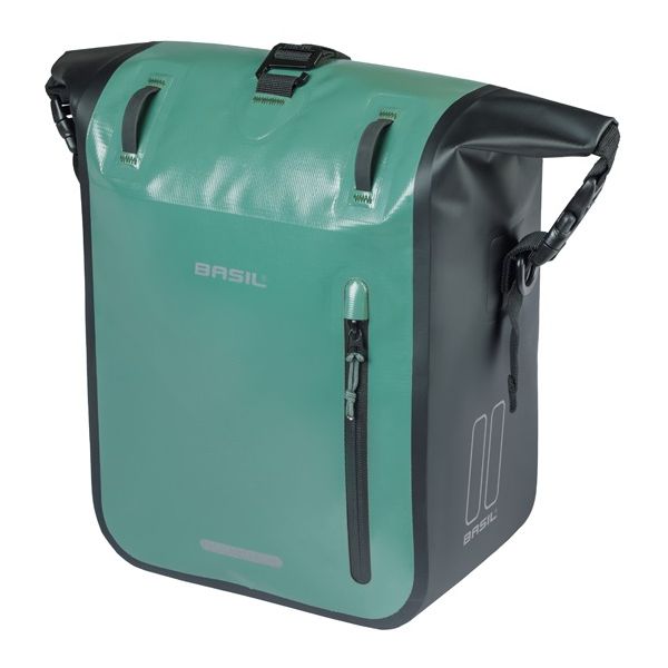Afbeelding laden in galerijviewer, Basil enkele fietstas rivo m tarpaulin mik 12-15l 14 x 25 x 38 cm - groen zwart
