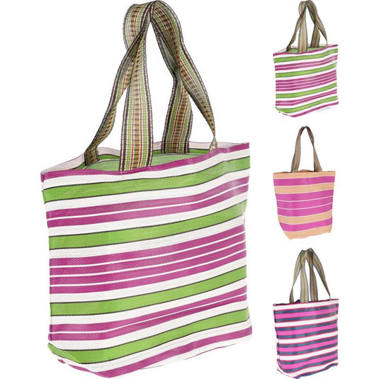 Home styling shopper polyester streep met hengsels 50x18x37cm