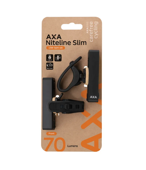 Axa verlichtingsset niteline slim - usb (op kaart)