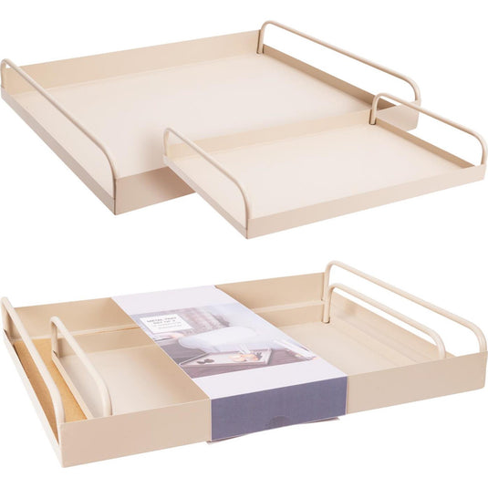 Home styling dienblad set van 2 dienblad set van 2 metaal zandkleur