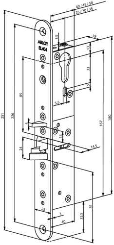 Afbeelding laden in galerijviewer, Abloy el404 bijzetslot | solenoid | zelfvergrendelend | dm25 | 30 en 35mm | pc | voorplaat rvs 25x251mm afgerond | spanningsloos vergrendeld | 12 24v ac dc | dr 1+2+3+4 - 10025054
