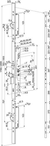 Afbeelding laden in galerijviewer, Abloy el466 veiligheidspaniekmeerpuntssluiting | enkelzijdig krukgestuurd | zelfvergrendelend | skg*** | dm35mm | pc92mm | voorplaat rvs 24x2000mm u-vormig | 12 24v dc | dr 1+2+3+4 - 10037688
