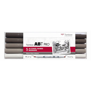 Tombow • abt pro marker set op alcohol basis warme grijze kleuren 5pcs