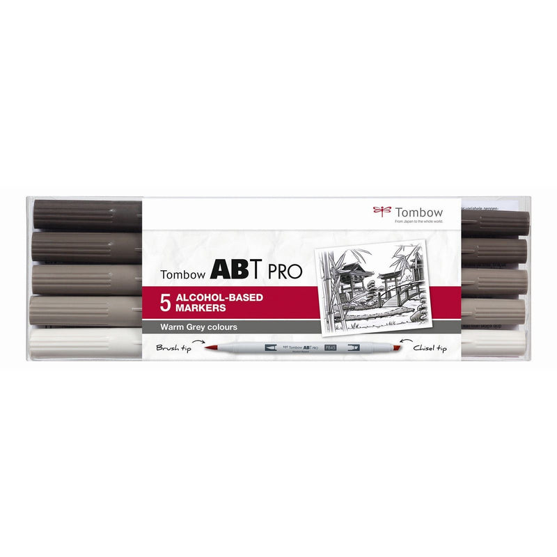 Afbeelding laden in galerijviewer, Tombow • abt pro marker set op alcohol basis warme grijze kleuren 5pcs
