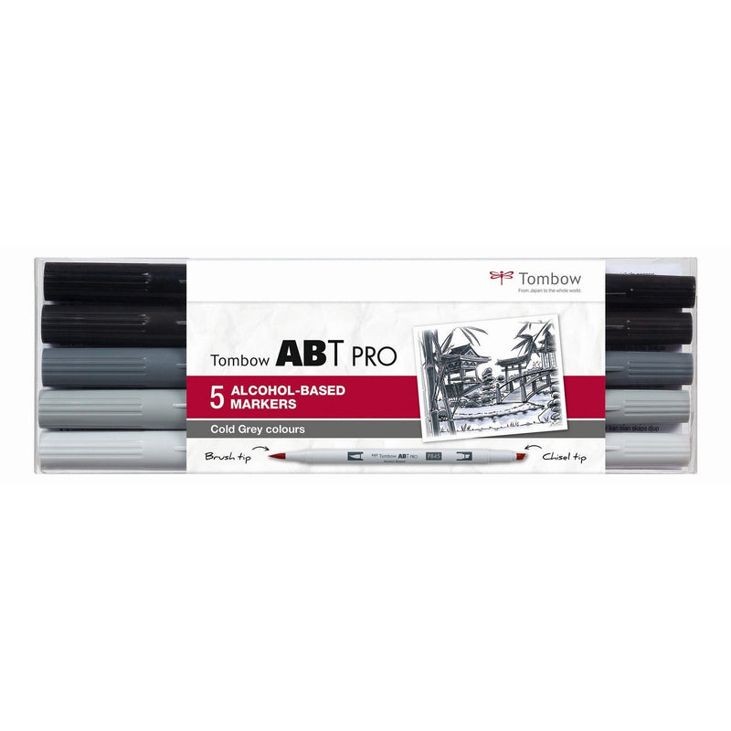 Afbeelding laden in galerijviewer, Tombow • abt pro marker set op alcohol basis koele grijze kleuren 5pcs
