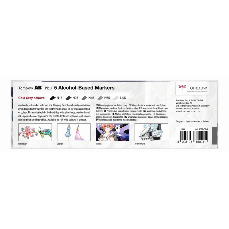 Afbeelding laden in galerijviewer, Tombow • abt pro marker set op alcohol basis koele grijze kleuren 5pcs
