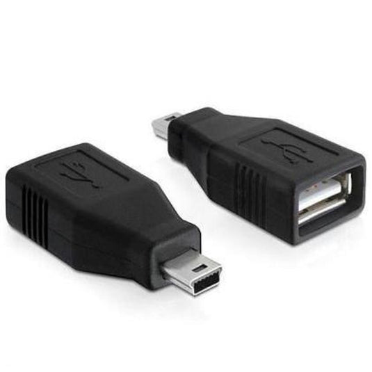 Delock usb 2.0-a female naar mini usb male adapter (zwart)