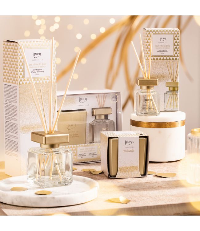 Afbeelding laden in galerijviewer, Ipuro geurdiffuser time to glow 50ml + geurkaars 125gr
