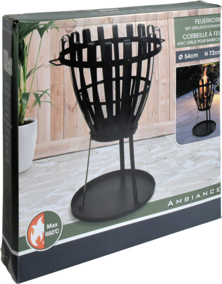Afbeelding laden in galerijviewer, Ambiance 2-in1 Vuurkorf met BBQ Grill 660°C Ø 54 cm Zwart
