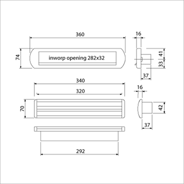 Ami briefplaat tochtklep ep 975 wit9016 schachtdelen deurdikte 53 57 climate comfort - 400689
