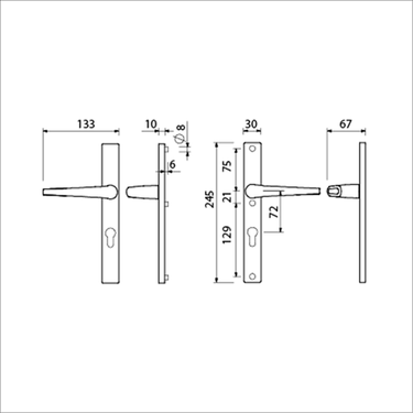 Ami deurkruk 357 vastdraaibaar 245 30 profielcilinder 72 m5 r5,5 f1 deurdikte 53 57 mm. - 511740