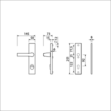 Ami veiligheidsbeslag 251 50 15 kt 92 rotaveer kruk 379, profielcilinder 92 f1 deurdikte 38 42 mm. - 891521