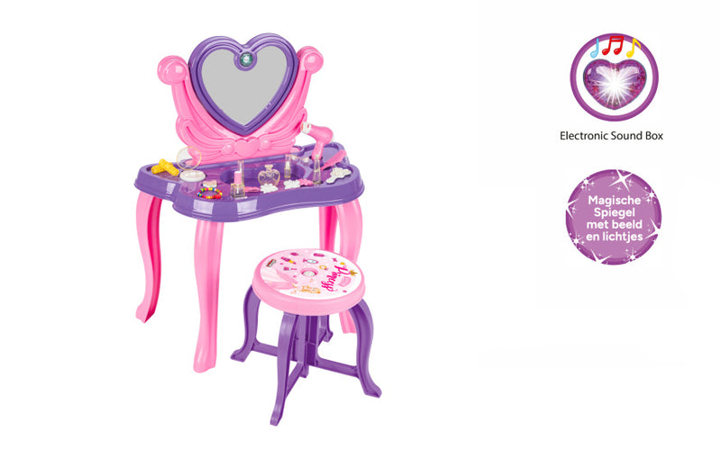 Afbeelding laden in galerijviewer, Pilsan Heart speelgoedmake-uptafel met geluid paars 21-delig

