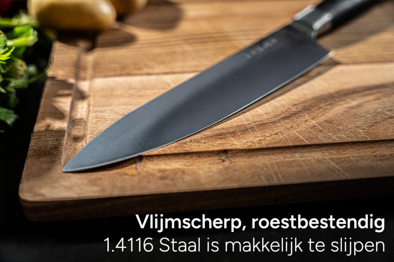 Afbeelding laden in galerijviewer, Arbaer messenset met magnetisch blok 6-delig handvatten in geschenkdoos
