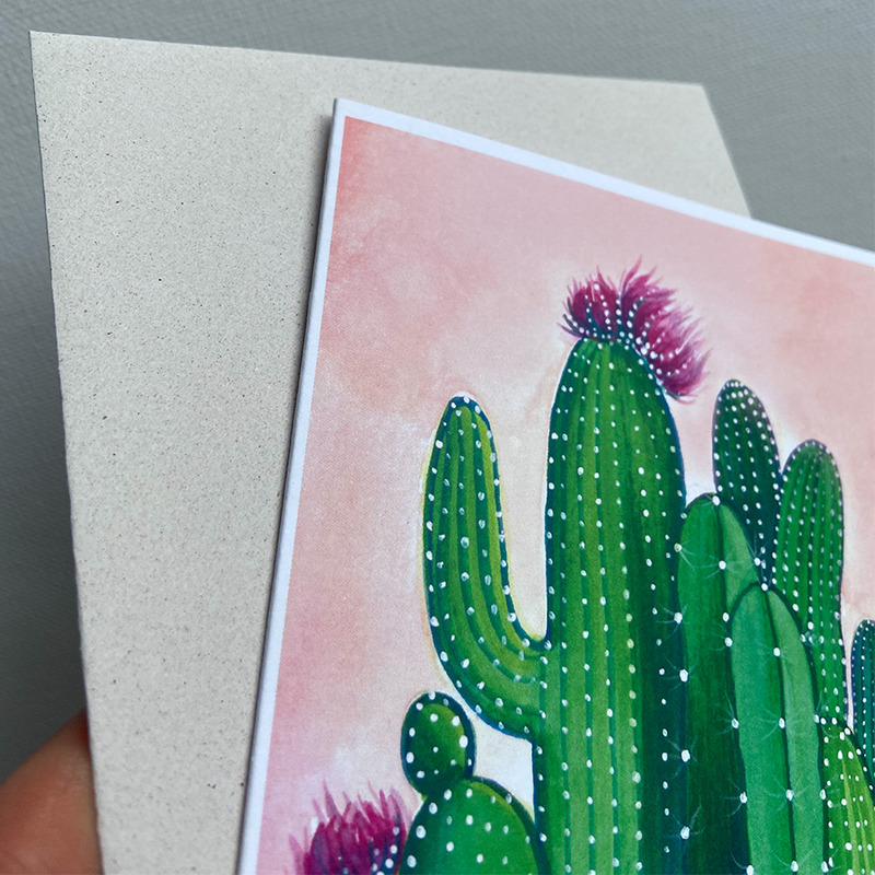 Afbeelding laden in galerijviewer, Art by andu wenskaart cactuses
