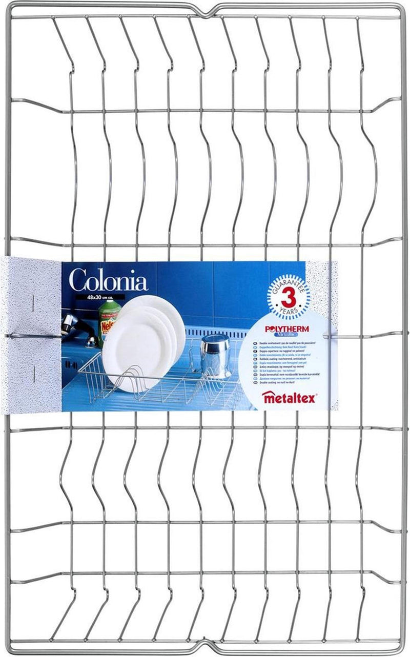 Afbeelding laden in galerijviewer, Tomado metaltex colonia afdruiprek 48x30x10cm metaal polytherm zilverkleur gecoat
