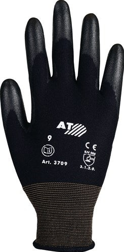 Asatex handschoen | maat 7 zwart | polyamide m. soft-polyurethaan | polyamide m. soft-polyurethaan | 12 paar - 3709 7 3709 7