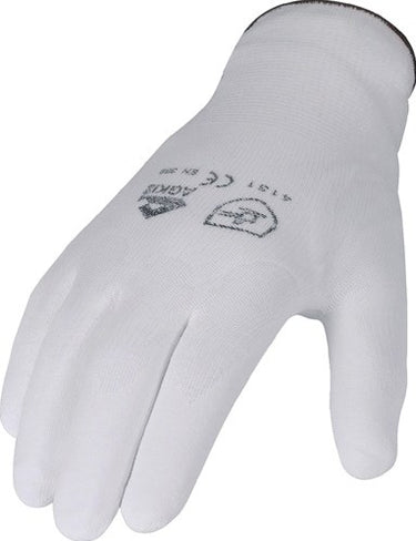 Asatex handschoen | maat 9 wit | en 388 psa-categorie ii | nylon met polyurethaan | 12 paar - 3700 9 70 3700 9 70