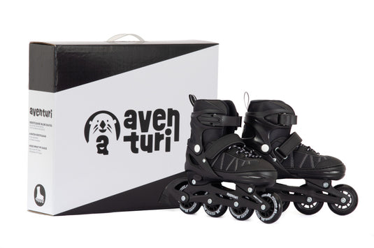 Aventuri verstelbare inline skates semi-softboot zwart maat 30-33 (s)
