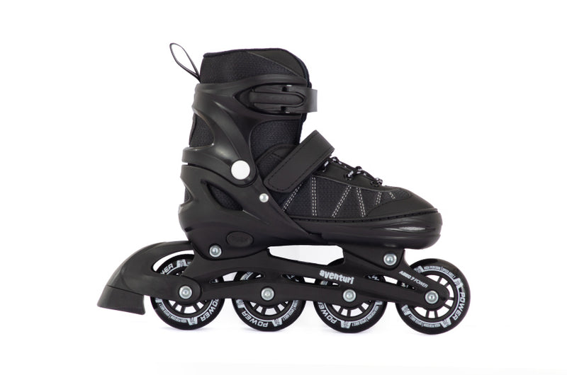 Afbeelding laden in galerijviewer, Aventuri verstelbare inline skates semi-softboot zwart maat 30-33 (s)
