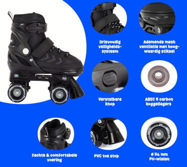 Aventuri verstelbare rolschaatsen semi-softboot zwart maat 27-30 (xs)