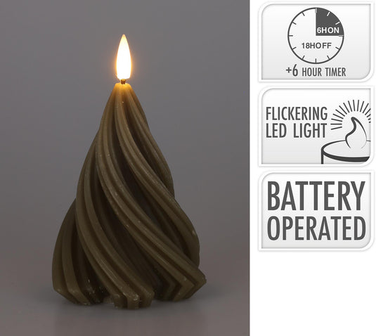 Home styling kaars led boom gedraaid h13cm taupe