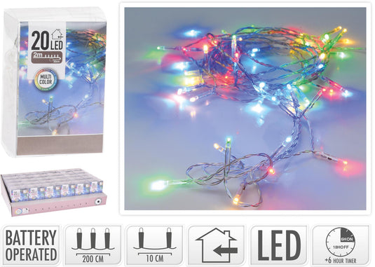 Home styling strengverlichting 20 led - 2 meter- multicolour met timer