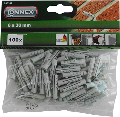 Afbeelding laden in galerijviewer, Connex pluggen polyamide 6mm bag 100st - b33387
