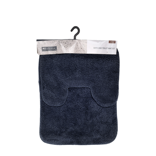 Badkamermat set donkerblauw 2-delig