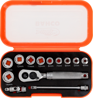 Bahco 1 4 dopsleutelset met vierkantaandrijving en metrisch zeskantprofiel | 13 stuks - s13mc10.5