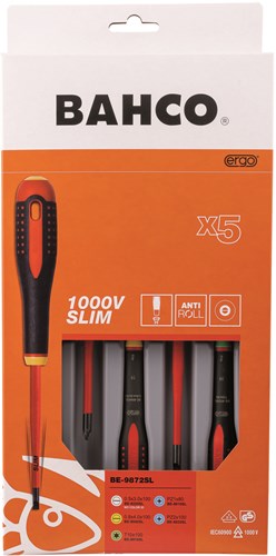 Afbeelding laden in galerijviewer, Bahco schroevendraaierset ergo™ | geïsoleerd | vde | driecomponentengreep | smal blad | gleuf- | pozidriv- en torx® - 5-delig - be-9872sl
