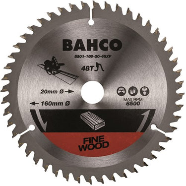 Bahco cirkelzaagblad | hardmetaal tanden | voor invalzagen | voor hout | 48 tpi | 20 mm x 165 mm - 8501-165-20-48xf