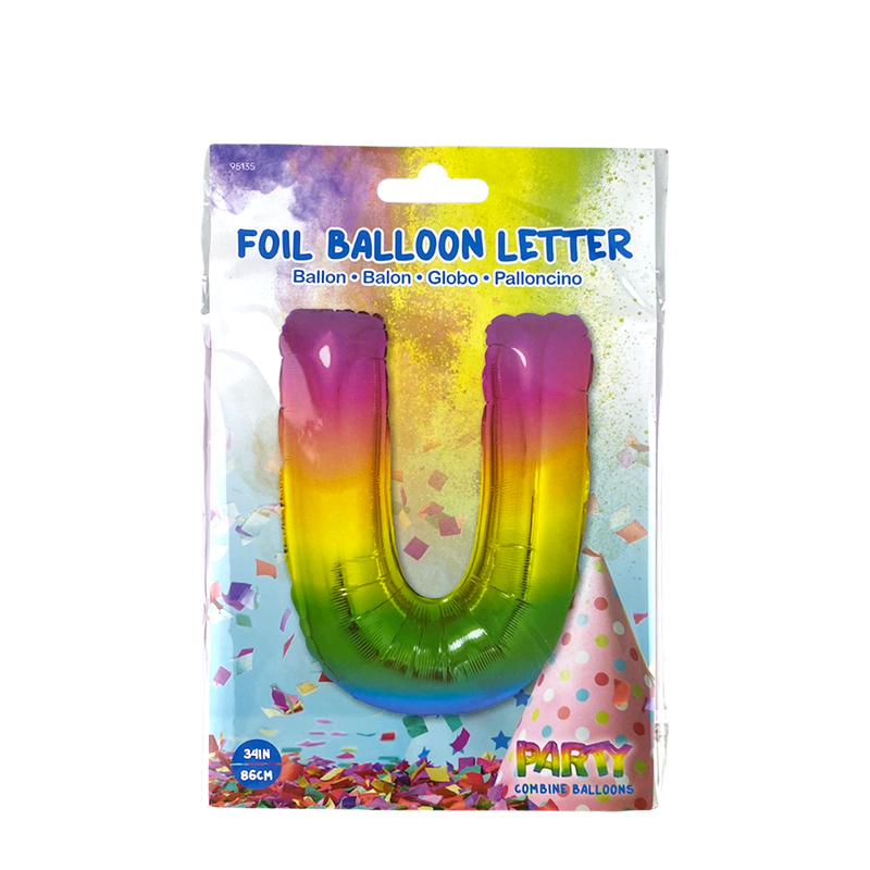 Afbeelding laden in galerijviewer, Ballon folie letter u rainbow 86cm

