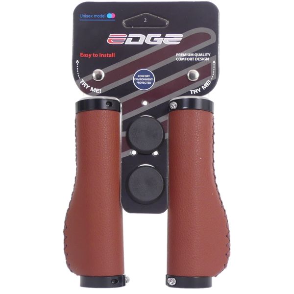 Afbeelding laden in galerijviewer, Edge handvatset leer incl lockring - camel brown- 135 135mm (winkelverpakking)
